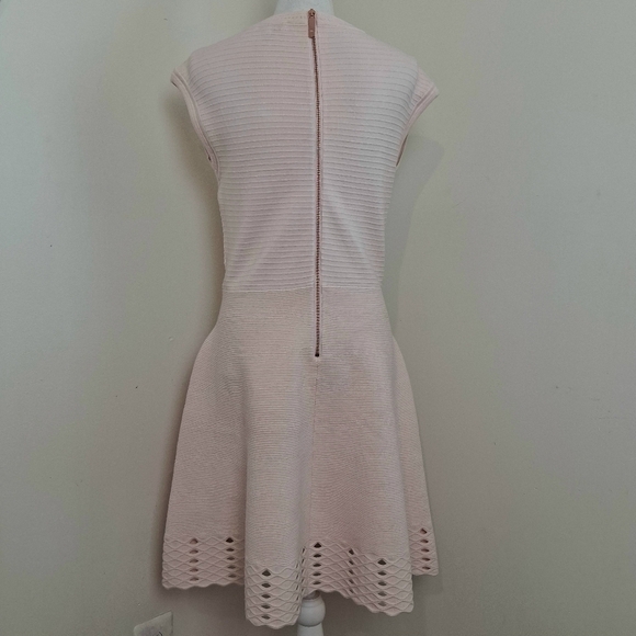 Ted Baker Jacquard Cut Out Baby Pink Skater Dress Size 4 U.S 8 - Picture 8 of 14